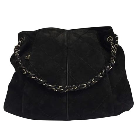 chanel suede black bag|genuine chanel bag.